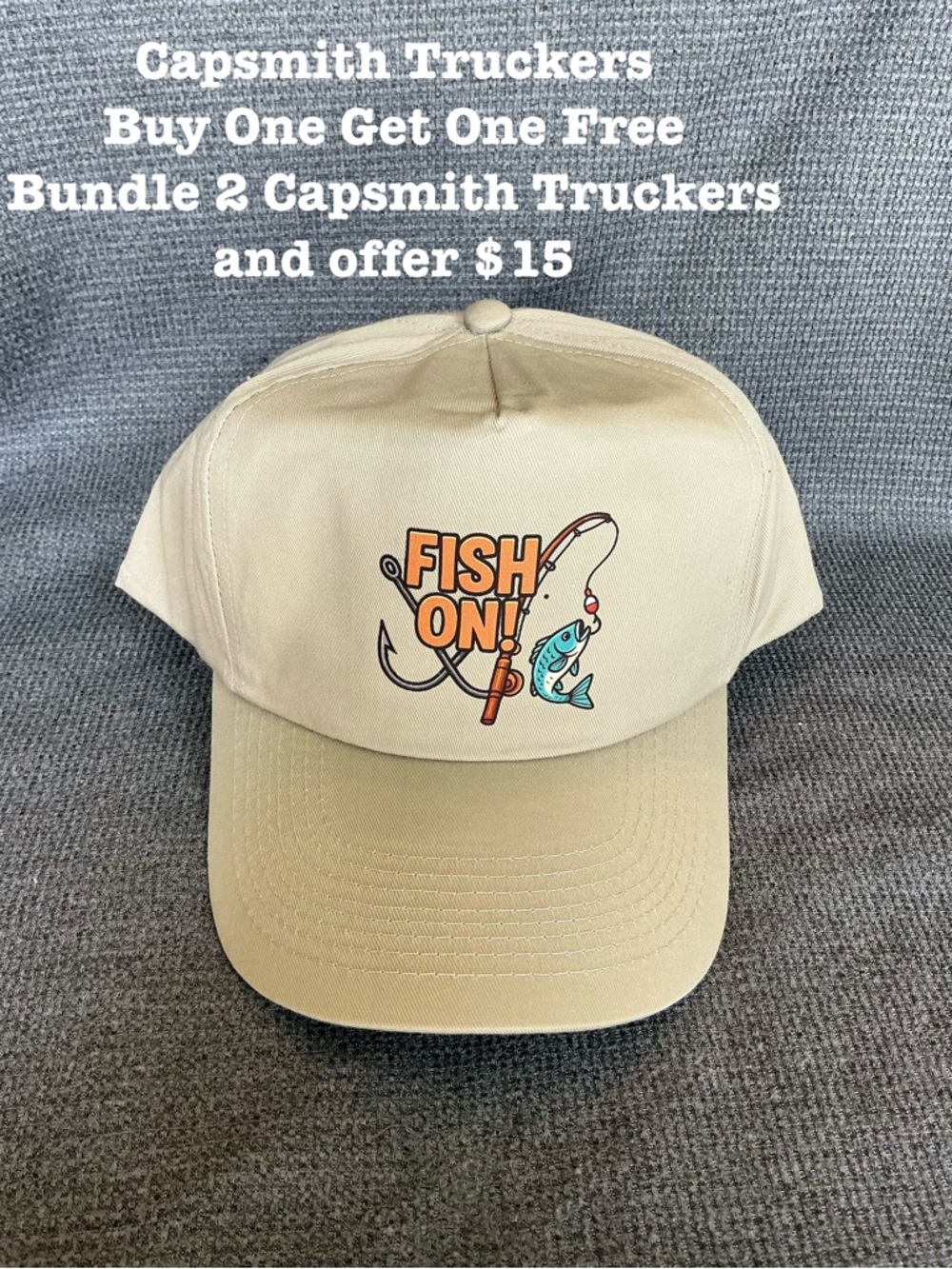 Capsmith “Fish On” Fishing Hat – Trucker Snapback hat – Angler Gift for Dad